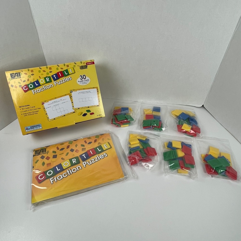 EAI Education Color Tile Fraction Puzzles Grade 2 Math Learning Set 506607